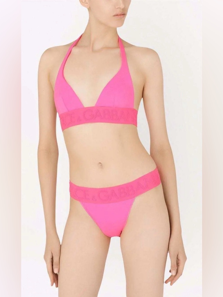 Dolce & Gabbana Bright Hot Pink Halter Bikini (S)